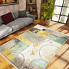 Yellow Green Brown Modern Design Area Rug Runner, Geometric Accent Carpet, Unique Room Mat, Washable Anti-Slip Rug with pillow case gift
