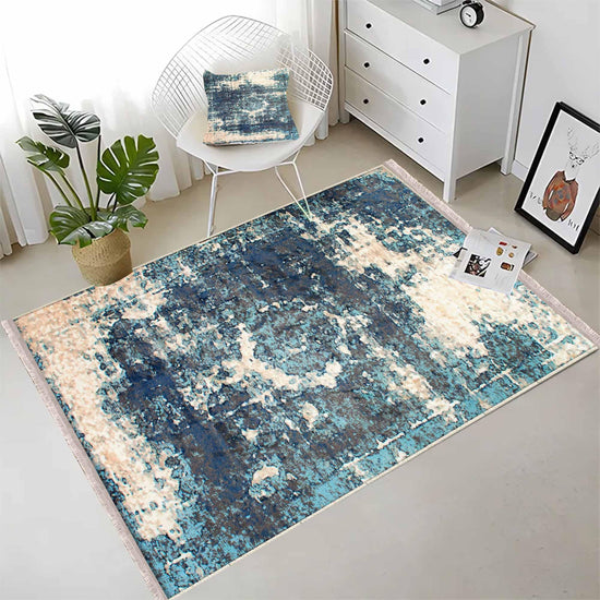 Green Blue Cream Modern Design Area Rug Runner, Geometric Accent Carpet, Unique Room Mat, Washable Anti-Slip Rug with pillow case gift