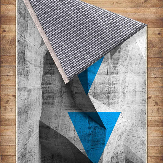 Blue Gray Arrow Modern Design Area Rug Runner, Geometric Abstract Carpet, Unique Room Mat, Washable Anti-Slip Rug with pillow case gift