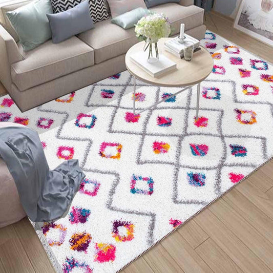 Colorful Nordic Modern Area Rug Runner, Geometric Washable Anti-Slip Carpet with Pillowcase Gift, Unique Accent Room Mat