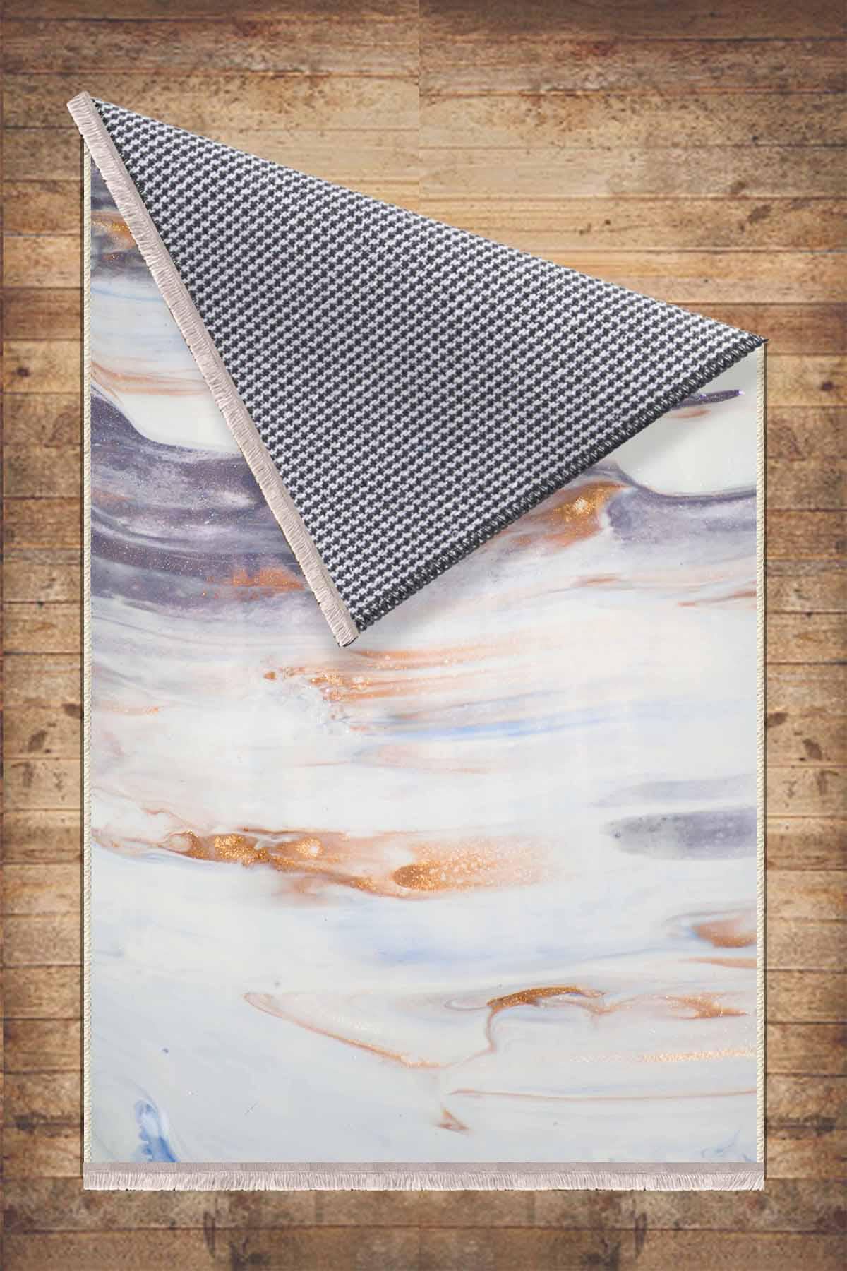 Orange Gray Marble Runner Rug, Modern Geometric Accent Carpet, Washable Anti-Slip Area Rug with Pillowcase Gift