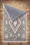 Gray Pink Aztec Modern Design Area Rug Runner, Geometric Accent Carpet, Unique Room Mat, Washable Anti-Slip Rug with pillow case gift