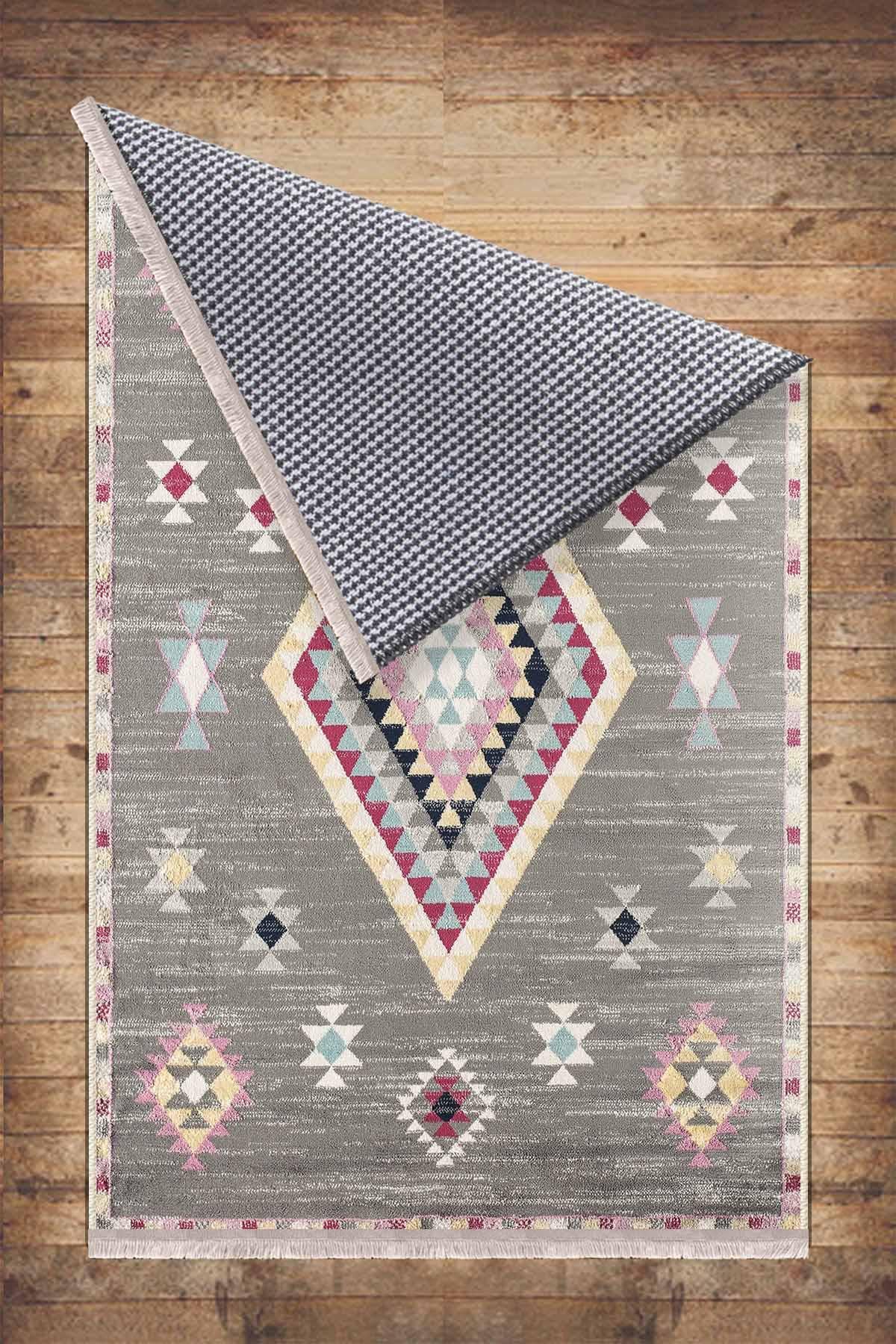 Gray Pink Aztec Modern Design Area Rug Runner, Geometric Accent Carpet, Unique Room Mat, Washable Anti-Slip Rug with pillow case gift