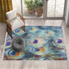 Peacock Feathers Modern Design Area Rug Runner, Accent Carpet, Unique Room Mat, Washable Anti-Slip Rug with pillow case gift