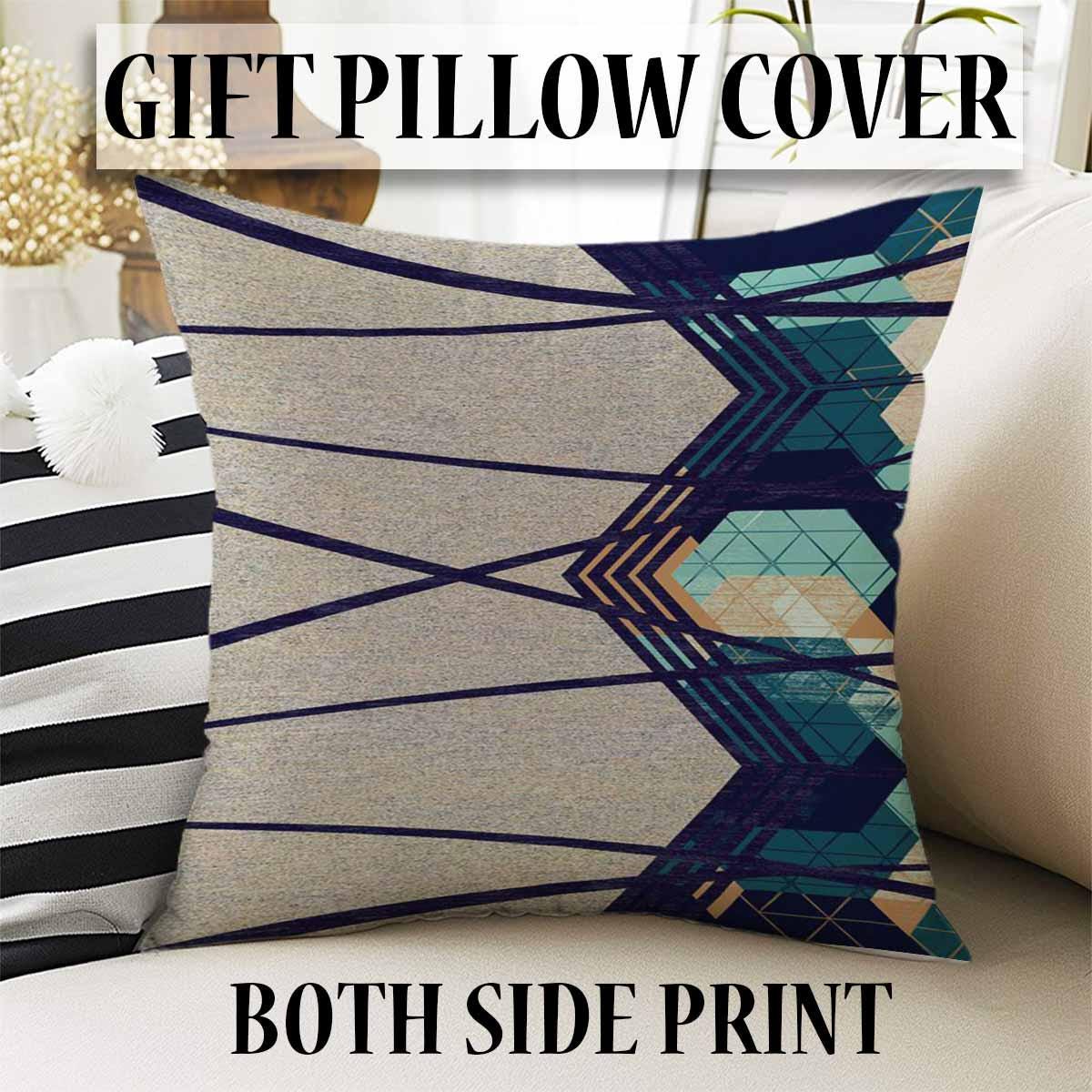 Gray Green Modern Design Area Rug Runner, Geometric Accent Carpet, Unique Room Mat, Washable Anti-Slip Rug with pillow case gift