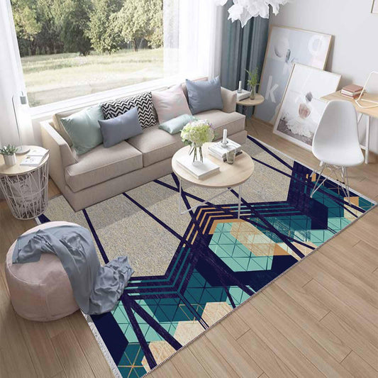 Gray Green Modern Design Area Rug Runner, Geometric Accent Carpet, Unique Room Mat, Washable Anti-Slip Rug with pillow case gift