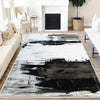 Black White Abstract Modern Design Area Rug Runner, Geometric Accent Carpet, Unique Room Mat, Washable Anti-Slip Rug with pillow case gift