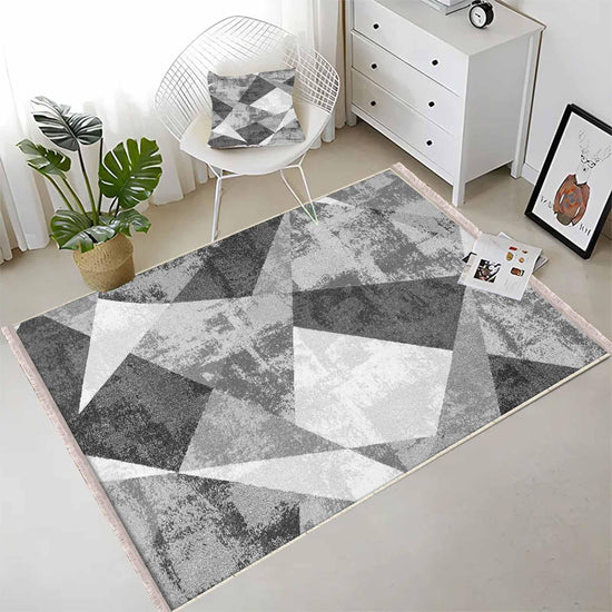 Gray White Black Modern Design Area Rug Runner, Geometric Accent Carpet, Unique Room Mat, Washable Anti-Slip Rug with pillow case gift