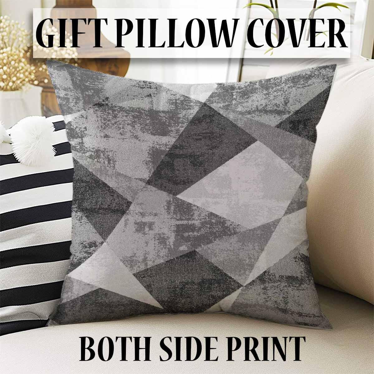 Gray White Black Modern Design Area Rug Runner, Geometric Accent Carpet, Unique Room Mat, Washable Anti-Slip Rug with pillow case gift