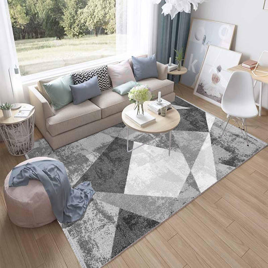 Gray White Black Modern Design Area Rug Runner, Geometric Accent Carpet, Unique Room Mat, Washable Anti-Slip Rug with pillow case gift