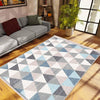 Blue Gray Triangle Geometric Design Area Rug Runner, Modern Accent Carpet, Unique Room Mat, Washable Anti-Slip Rug with pillow case gift