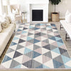 Blue Gray Triangle Geometric Design Area Rug Runner, Modern Accent Carpet, Unique Room Mat, Washable Anti-Slip Rug with pillow case gift