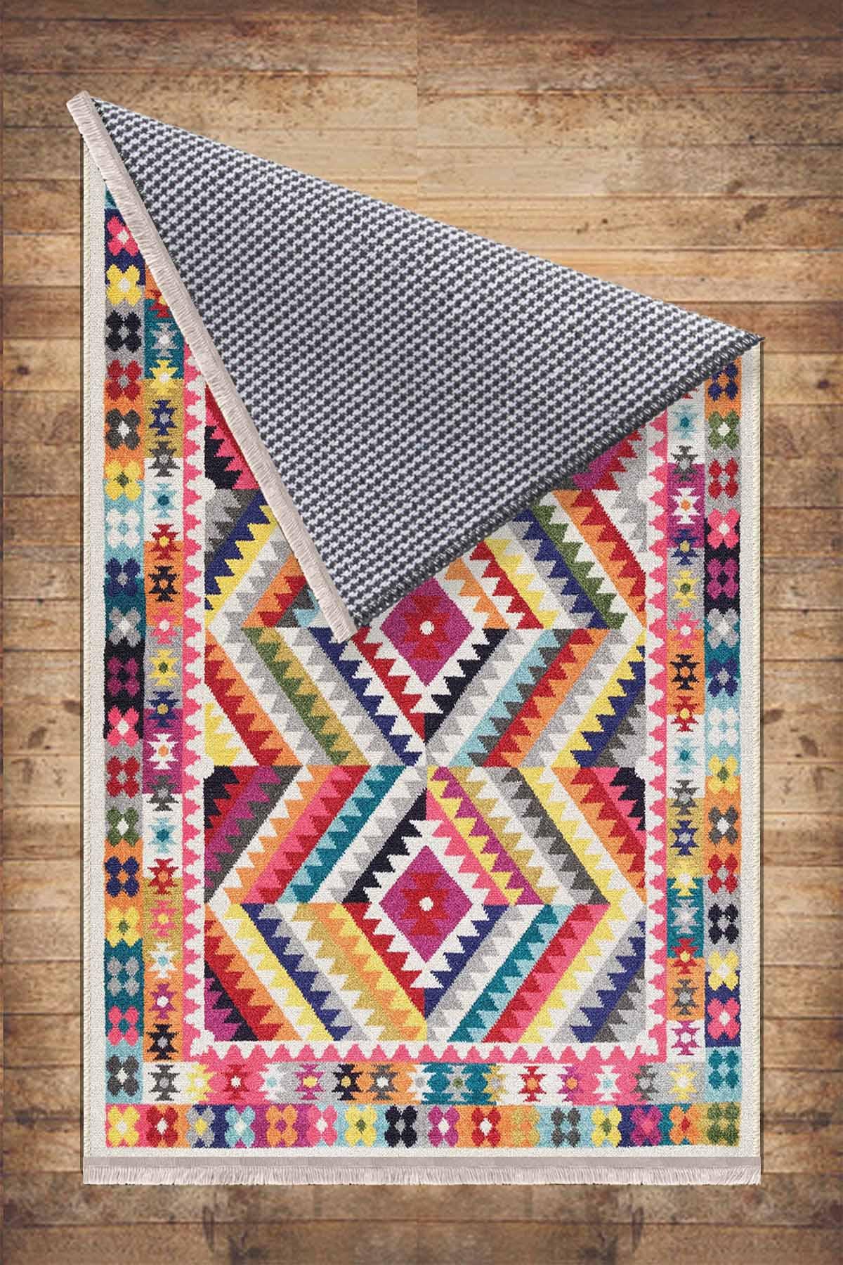 Colorful Aztec Ethnic Geometric Design Area Rug Runner, Modern Accent Carpet, Unique Room Mat, Washable Anti-Slip Rug with pillow case gift