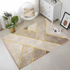 Brown Yellow Lines Geometric Design Area Rug Runner, Modern Accent Carpet, Unique Room Mat, Washable Anti-Slip Rug with pillow case gift