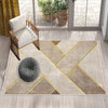 Brown Yellow Lines Geometric Design Area Rug Runner, Modern Accent Carpet, Unique Room Mat, Washable Anti-Slip Rug with pillow case gift