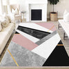 Pink Black Gray Geometric Design Area Rug Runner, Modern Accent Carpet, Unique Room Mat, Washable Anti-Slip Rug with pillow case gift