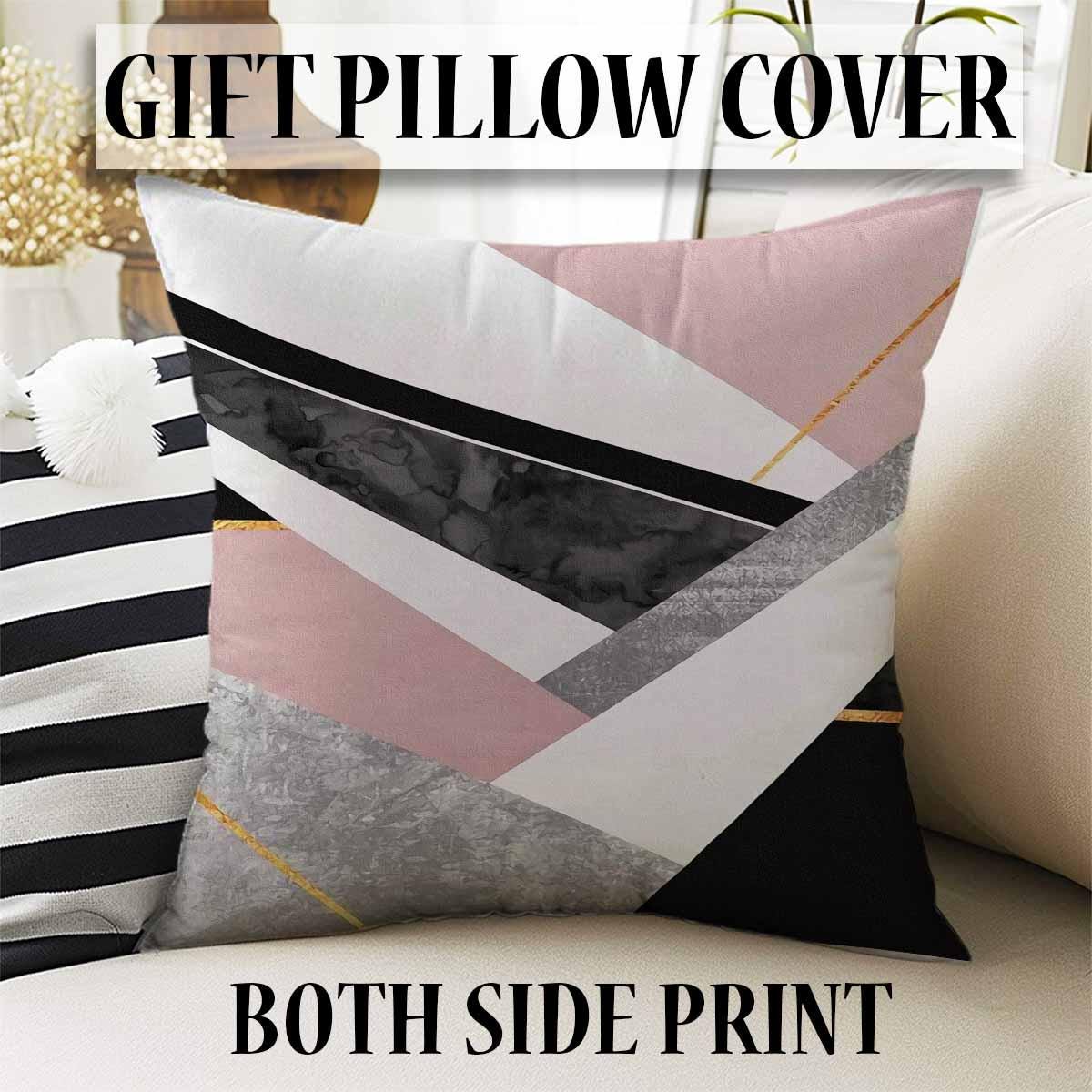 Pink Black Gray Geometric Design Area Rug Runner, Modern Accent Carpet, Unique Room Mat, Washable Anti-Slip Rug with pillow case gift