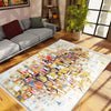 Colorful Cubes Geometric Design Area Rug Runner, Modern Accent Carpet, Unique Room Mat, Washable Anti-Slip Rug with pillow case gift