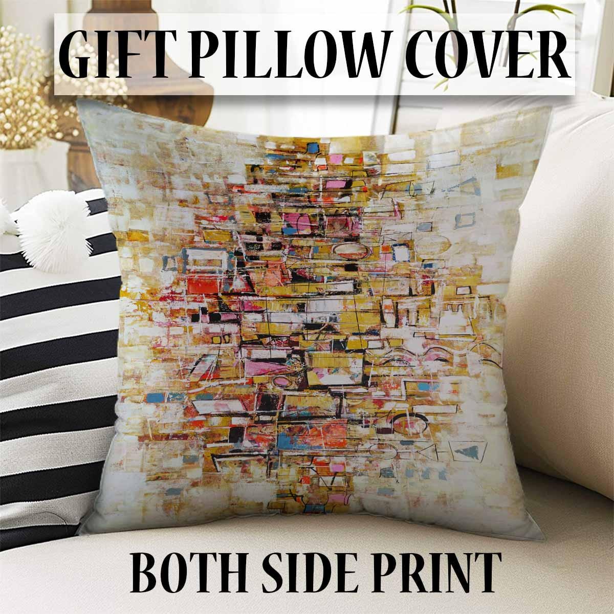 Colorful Cubes Geometric Design Area Rug Runner, Modern Accent Carpet, Unique Room Mat, Washable Anti-Slip Rug with pillow case gift