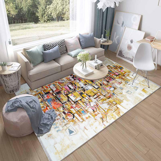 Colorful Cubes Geometric Area Rug Runner, Modern Accent Carpet, Washable Anti-Slip Room Mat with Pillowcase Gift