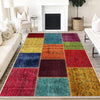 Colorful Patchwork Design Kilim Area Rug Runner, Boho Accent Carpet, Unique Room Mat, Washable Anti-Slip Rug with pillow case gift