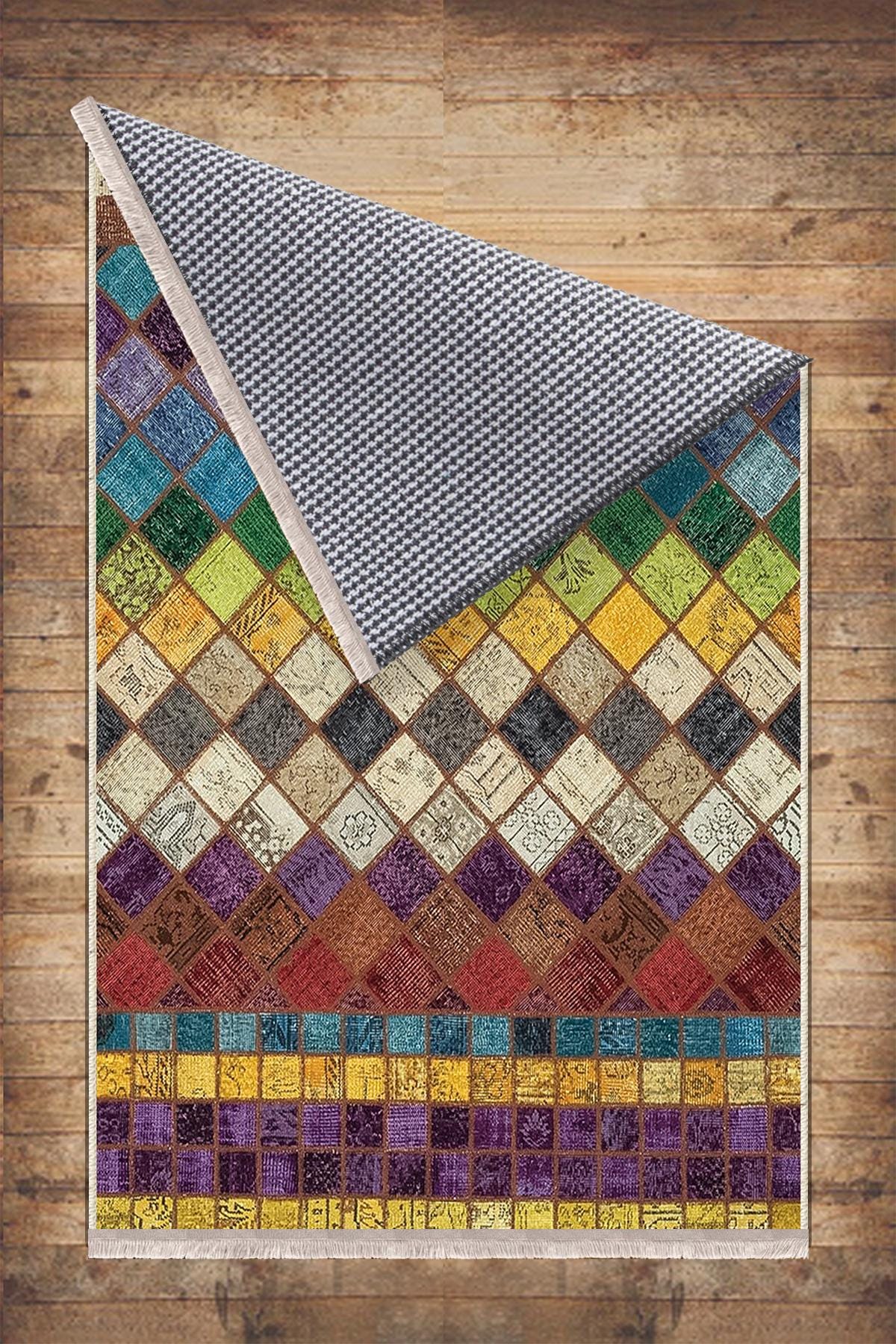 Colorful Retro Patchwork Design Kilim Area Rug Runner, Boho Accent Carpet, Unique Room Mat, Washable Anti-Slip Rug with pillow case gift