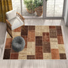 Brown Retro Kilim Area Rug Runner, Boho Patchwork Accent Carpet, Washable Anti-Slip Hallway Mat with Free Pillow Case Gift