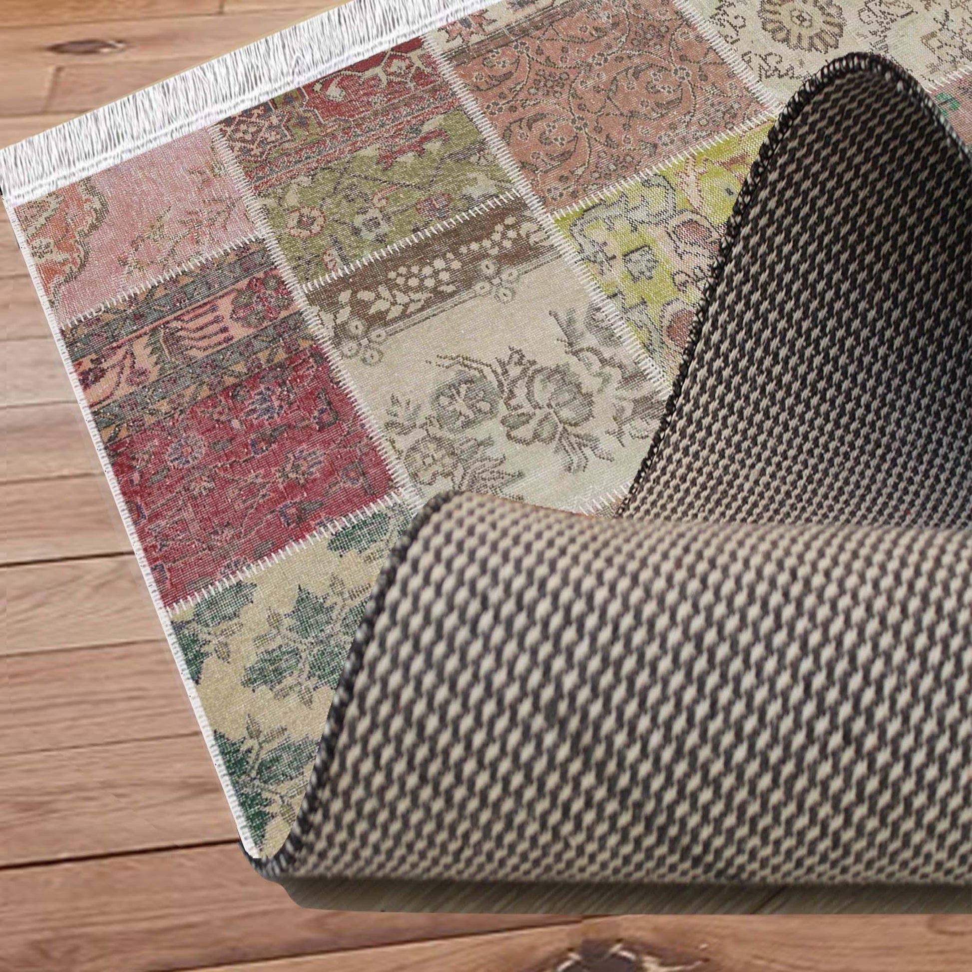 Vintage Retro Patchwork Design Kilim Area Rug Runner, Boho Accent Carpet, Unique Room Mat, Washable Anti-Slip Rug with pillow case gift