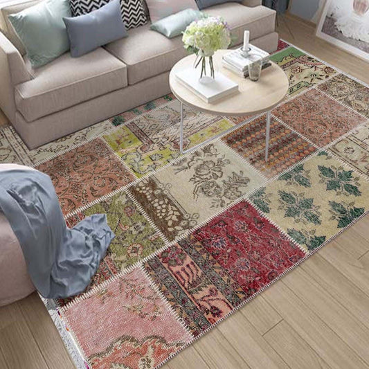 Vintage Retro Patchwork Design Kilim Area Rug Runner, Boho Accent Carpet, Unique Room Mat, Washable Anti-Slip Rug with pillow case gift