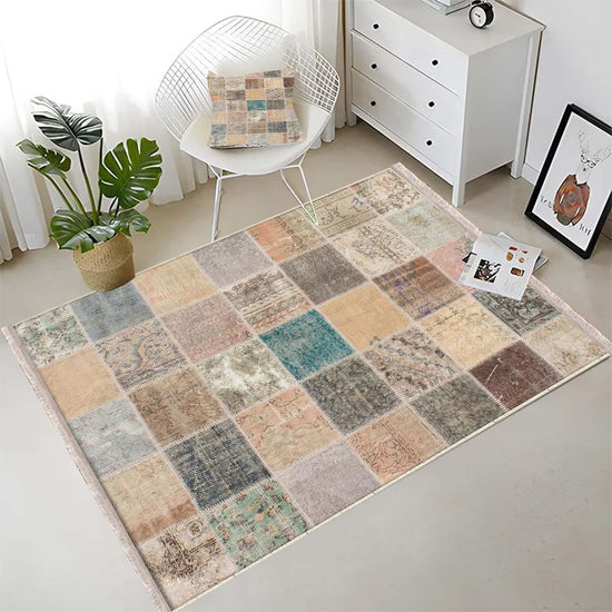 Traditional Retro Patchwork Design Kilim Area Rug Runner, Boho Accent Carpet, Unique Room Mat, Washable Anti-Slip Rug with pillow case gift