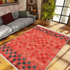 Orange Retro Patchwork Design Kilim Area Rug Runner, Boho Accent Carpet, Unique Room Mat, Washable Anti-Slip Rug with pillow case gift