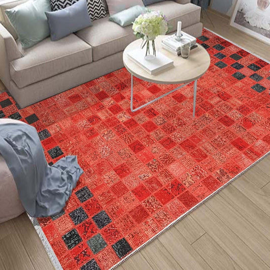 Orange Retro Patchwork Design Kilim Area Rug Runner, Boho Accent Carpet, Unique Room Mat, Washable Anti-Slip Rug with pillow case gift