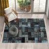 Dark Black Blue Patchwork Design Kilim Area Rug Runner, Boho Accent Carpet, Unique Room Mat, Washable Anti-Slip Rug with pillow case gift