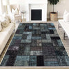 Dark Black Blue Patchwork Design Kilim Area Rug Runner, Boho Accent Carpet, Unique Room Mat, Washable Anti-Slip Rug with pillow case gift