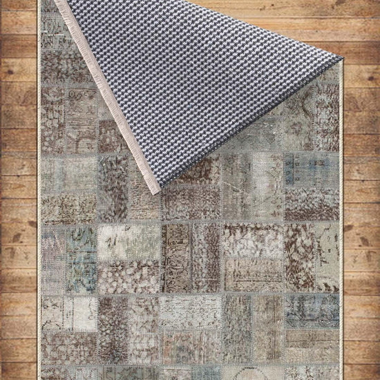 Brown Gray Retro Patchwork Design Kilim Area Rug Runner, Boho Accent Carpet, Unique Room Mat, Washable Anti-Slip Rug with pillow case gift
