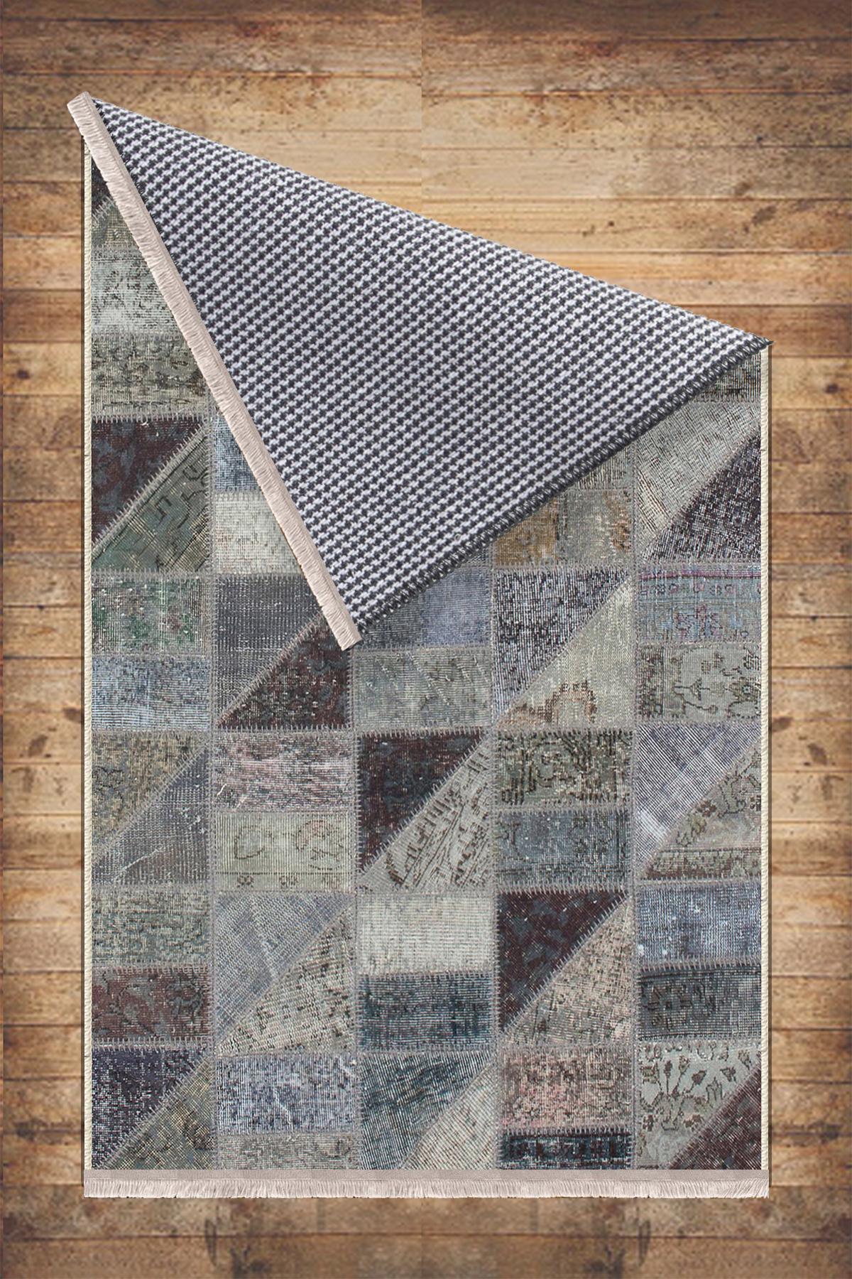 Gray Geometric Patchwork Design Kilim Area Rug Runner, Boho Accent Carpet, Unique Room Mat, Washable Anti-Slip Rug with pillow case gift