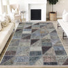 Gray Geometric Patchwork Design Kilim Area Rug Runner, Boho Accent Carpet, Unique Room Mat, Washable Anti-Slip Rug with pillow case gift