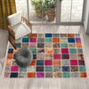Colorful Ethnic Patchwork Design Kilim Area Rug Runner, Boho Accent Carpet, Unique Room Mat, Washable Anti-Slip Rug with pillow case gift
