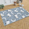 Round Blue White Lamb Moon Star Nursery Room Rug|Bestselling Kids Room Rugs|Handmade Kid&#39;s Carpets|Handmade Kids Room Rug|Cute Baby Rugs
