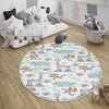 Round Giraffe Monkey Jungle Nursery Room Rug|Bestselling Kids Room Rugs|Handmade Kid&#39;s Carpets|Handmade Kids Room Rug|Cute Animals Baby Rugs