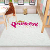 Round White Pink Princess Nursery Room Rug, Cute Rainbow Rug For Kids Room, Playground Rug, Baby Rug, Nursery Decor with pillow case gift