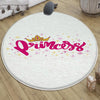 Round White Pink Princess Nursery Room Rug, Cute Rainbow Rug For Kids Room, Playground Rug, Baby Rug, Nursery Decor with pillow case gift