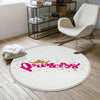 Round White Pink Princess Nursery Room Rug, Cute Rainbow Rug For Kids Room, Playground Rug, Baby Rug, Nursery Decor with pillow case gift