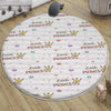 Round Princess Writen Nursery Room Rug, Cute Girl Rug For Kids Room, Playground Rug, Baby Rug, Nursery Decor with pillow case gift