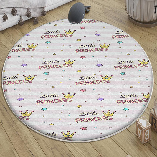 Round Princess Writen Nursery Room Rug, Cute Girl Rug For Kids Room, Playground Rug, Baby Rug, Nursery Decor with pillow case gift