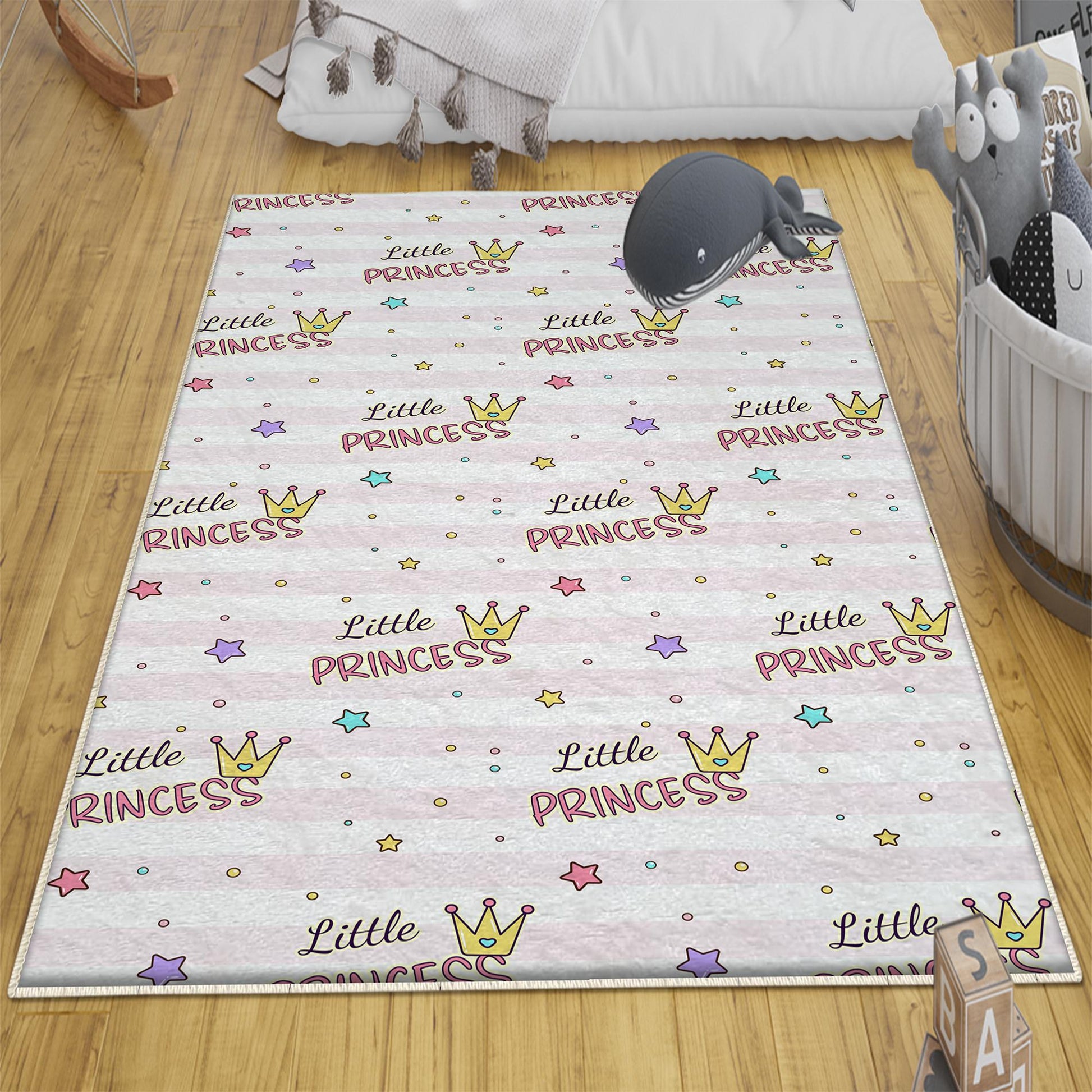 Round Princess Writen Nursery Room Rug, Cute Girl Rug For Kids Room, Playground Rug, Baby Rug, Nursery Decor with pillow case gift