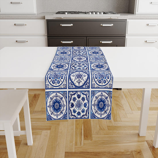Blue Ethnic Theme Table Runner, Authentic Runner, Ottoman Turkish Pattern Table Runner, Retro Runner, Farmhouse Blue Home Decor