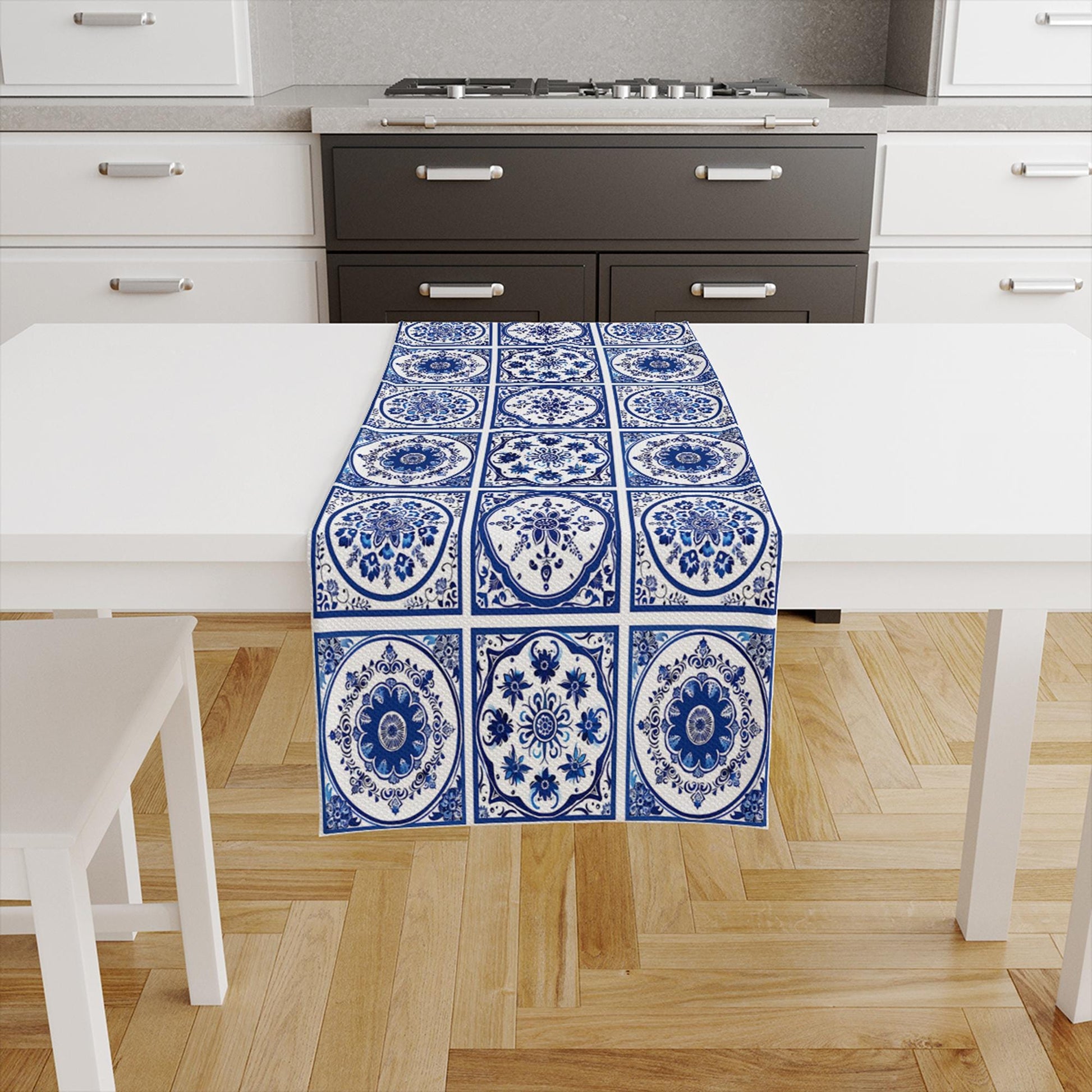 Blue Ethnic Theme Table Runner, Authentic Runner, Ottoman Turkish Pattern Table Runner, Retro Runner, Farmhouse Blue Home Decor