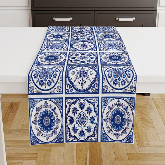 Blue Ethnic Theme Table Runner, Authentic Runner, Ottoman Turkish Pattern Table Runner, Retro Runner, Farmhouse Blue Home Decor