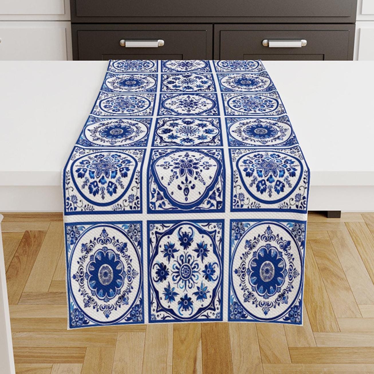 Blue Ethnic Theme Table Runner, Authentic Runner, Ottoman Turkish Pattern Table Runner, Retro Runner, Farmhouse Blue Home Decor